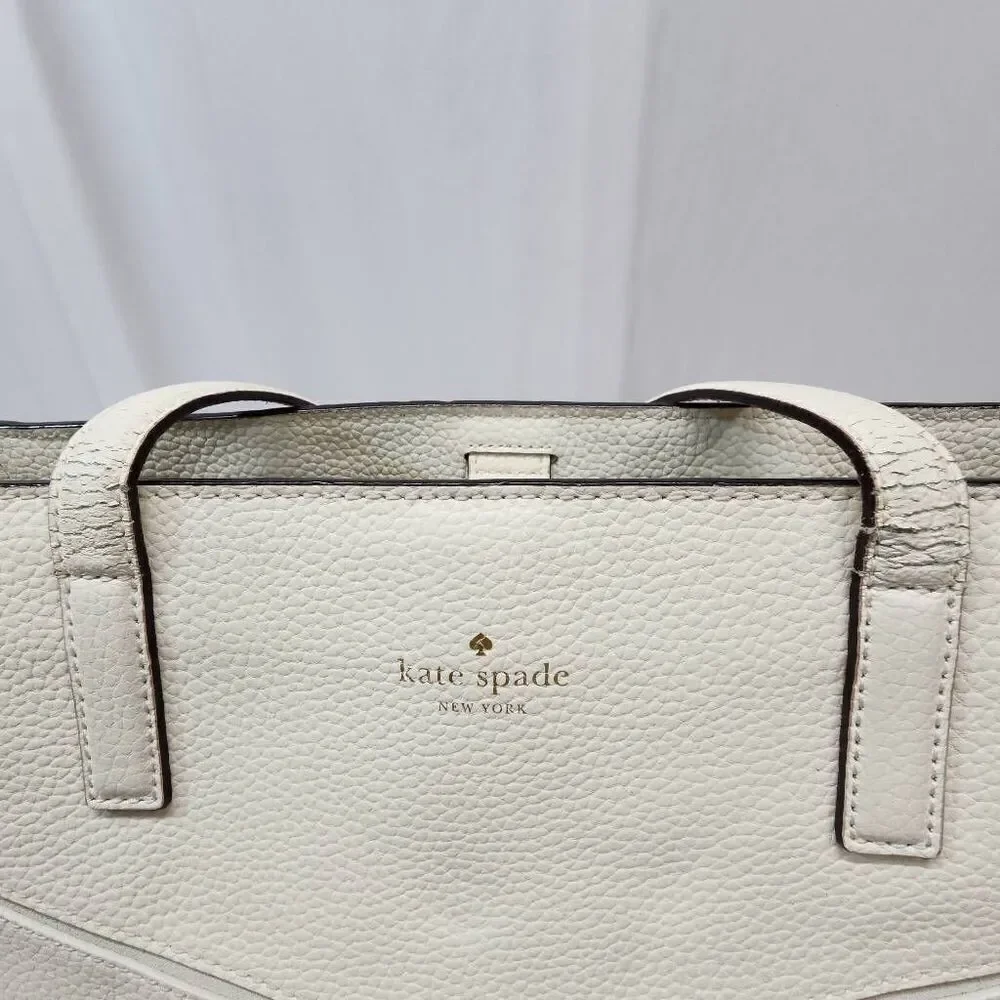 Kate Spade New York Bridge Place Francisca Large Tote Leather Bag White Cream